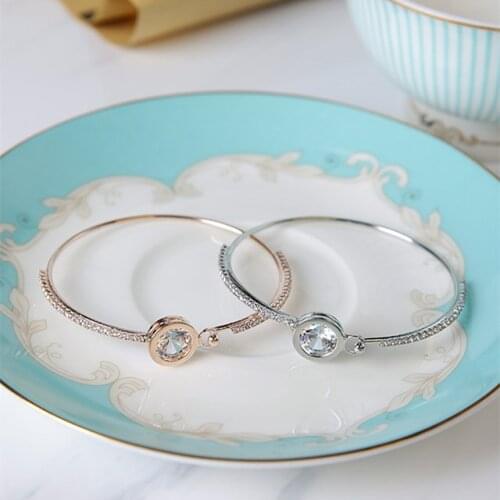 2021 Fashion Jewelry Hot Sale Round zircon micro-set bracelet 2 Colors Crystal from Swarovskis For Women New temperament female