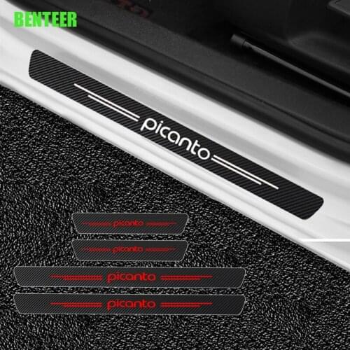 4pcs Carbon Fiber Car Door Protection Sticker For Kia Picanto