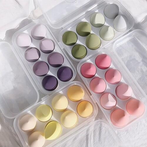 8pcs Makeup Sponge Powder Puff Dry and Wet Combined Beauty Makeup Ball Gourd Powder Puff Bevel Cut Make Up Sponge Tools Fashion