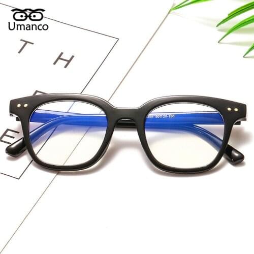 Umanco New Classic Block Blue Light Glasses For Women Men PC Frame No Diopter Clear Computer Glasses Study Read Accessories