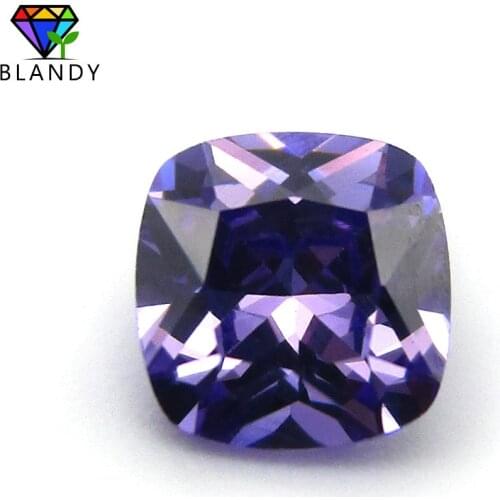 Free Shipping 50pcs/lot AAAAA 5*5mm~12*12mm Purple Cubic Zirconia Stone Cushion Cut Loose Violet Color Synthetic CZ Stone