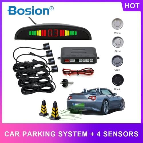 Bosion 4 Sensors Buzzer 22mm Car Parking Sensor Kit Reverse Backup Radar Sound Alert Indicator Probe System 12V
