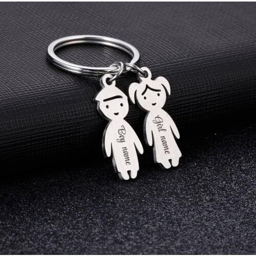 Personalized Custom Name Date Keychain Boy Girl Child Family Stainless Steel Key Ring Kid Pendant Gift For Man Women Jewelry