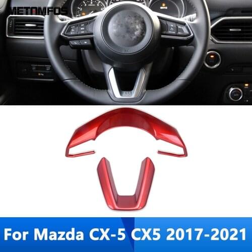 For Mazda CX-5 CX5 2017-2019 2020 2021 Carbon Fiber Steering Wheel Cover Trim Decoration Frame Interior Accessories Car Styling