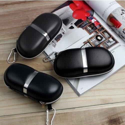 Black PU Leather Material Sunglasses Boxes Case Men With Zipper Simple Classic Womens Glass Gift Case