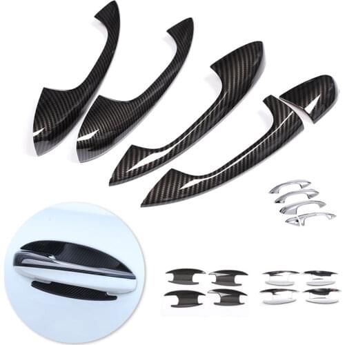For Mercedes Benz C E GLC Class W205 W213 X253 2017 2018 Car Exterior Door Handle Pull / Door Bowl Carbon texture Cover Decor