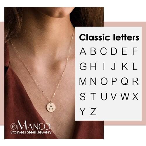 E-Manco Custom Letter Necklace women Minimalist Small Pendant Necklace 316L Stainless Steel Necklace