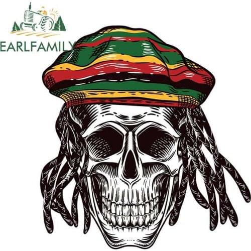 EARLFAMILY 13cm x 12.3cm Wall Decal Repair Car Sticker For Skull Logo Skateboard Sunscreen Occlusion Scratch Decals Decor