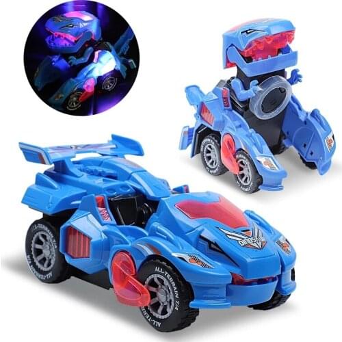Electric Dino Vehicle Magic Car Toys Transforming Dinosaur Toys Led Car Sound Auto-Deformed Dino Racer Kid Car For Boys Gifts