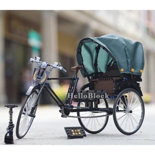 City Series Classic Retro Nostalgia Rickshaw Offroad Bicycle Mountain Bike Model Building Blocks Kids Toys For Boy Birthday Gift