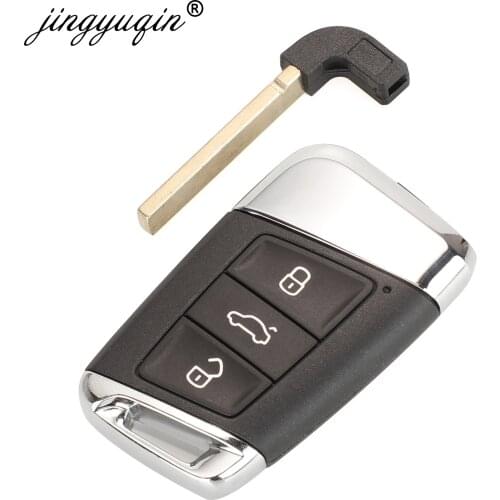 Jingyuqin 10pcs 3 Button Smart Car Key Shell Case For VW Passat B8 New Magotan B5 Skoda Superb A7 Variant Golf +Insert Blade