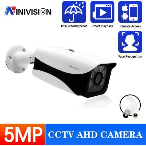H.265 5MP AHD Camera Security Video Surveillance Outdoor Camera Weatherproof HD CCTV Camera 6*Array Light 40-50M Night Vision