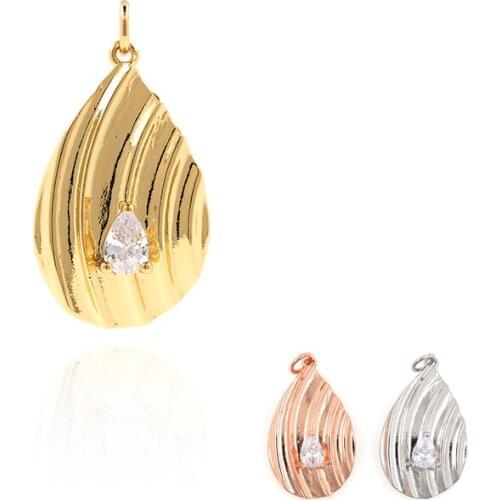 Water Drop Pendant Fashion Exquisite Brass Zircon Tapered Earrings DIY Jewelry Bracelet Necklace Making Accessories