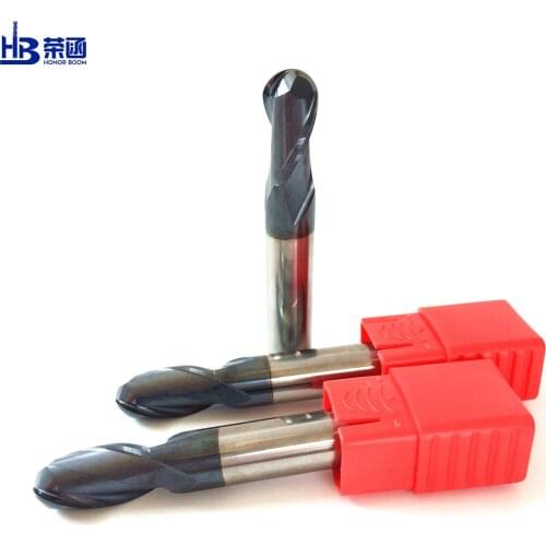 HRC60 2F Ball Nose End mills CNC Cutting milling Tungsten Carbide CNC Router Bit Milling Tools R0.5mm 1mm 2mm 4mm 6mm Honor Boom