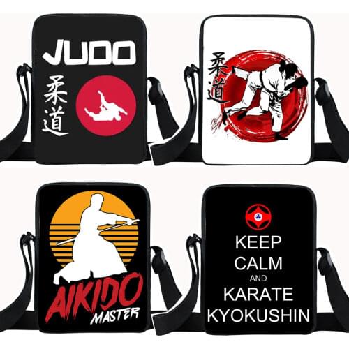 Cool Martial Art Judo / Taekwondo / Karate / Aikido Mini Messenger Bag For Teenage Cobra Kai Book Bag student School Bags