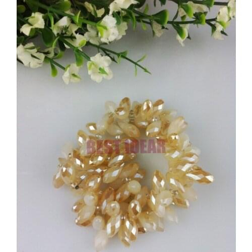 100pcs 6*12mm Gold Plating Quartz Faceted Crystal Glass Teardrop Beads Briolette Jewelry Loose Beads DIY