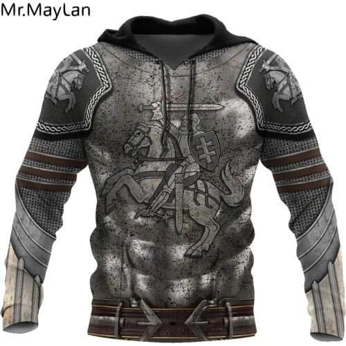 3D Printed Knight Medieval Armor Jacket Men/women Knights Templar Pullovers Hoodies Boys Vintage Streetwear Clothes Big Size 5XL