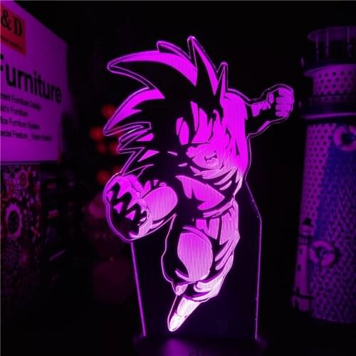 Dragon Ball Z Son Goku 3D Night Lights Set Lamp Super Saiyan Color Changing Xmas Gift Lighting DBZ Visual Led Gokou Lighting