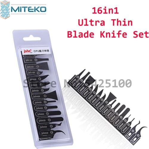 MITEKO 16 in 1 Ultra Thin Knife Set High Precision Motherboard BGA Chip Remove Blade UV Glue Scraper For Phone Repair