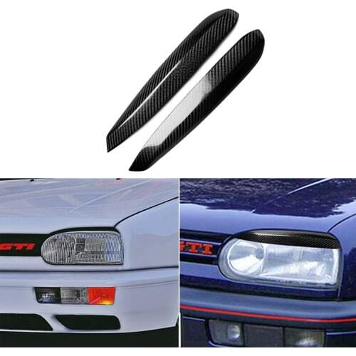 For Volkswagen VW Golf 3 MK3 1992-1999 Real Carbon Fiber Headlight Cover Eyebrows Eyelids Car Sticker Trim Protector