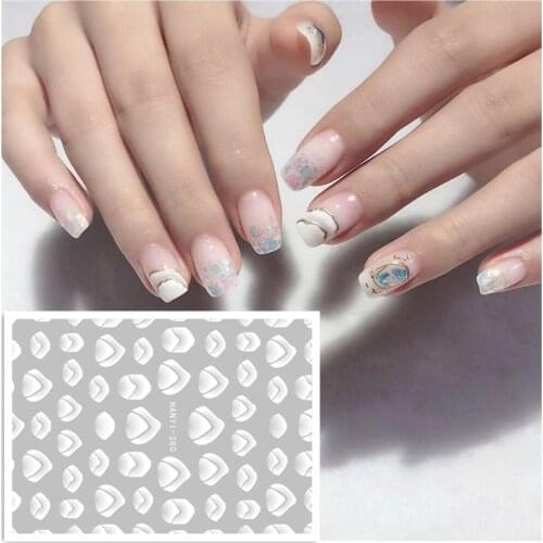 Newest HANYI series 380 Hill design 3d nail stickers back glue DIY decal decorations for nail art tips