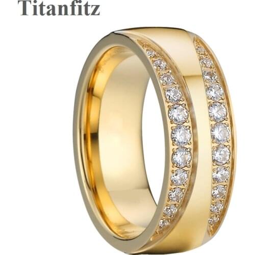 Factory Wholesale luxury fashion jewelry wedding engagement rings for women cubic zirconia stones Dubai gold color finger ring