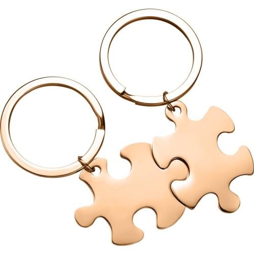 10pcs/lot Blank 304 Stainless Steel Puzzle Key Chain Ring 4 colors Accessory for Personalized Jewelry Making SP035