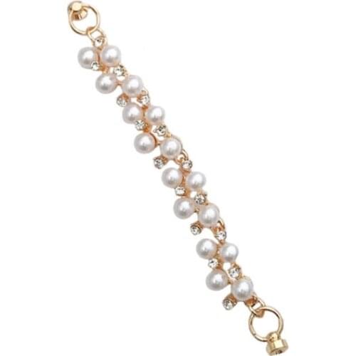 Phone Fall Prevention Elegant Phone White Pearls Loss Prevention Strap Chain Holder Cell Phone Pearls Crystals Straps