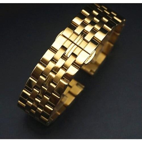 Stainless Steel Band Strap 14mm 16mm 18mm 19mm 20mm 21mm Butterfly Buckle Men Women Replacement Bracelet Watch Accessories