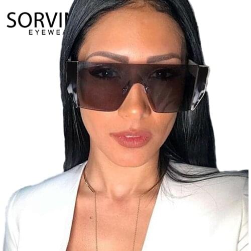 SORVINO Futuristic Oversized Rimless Shield Sunglasses 2020 Men Women 90s Designer Windproof Big Square Sun Glasses Shades SP187