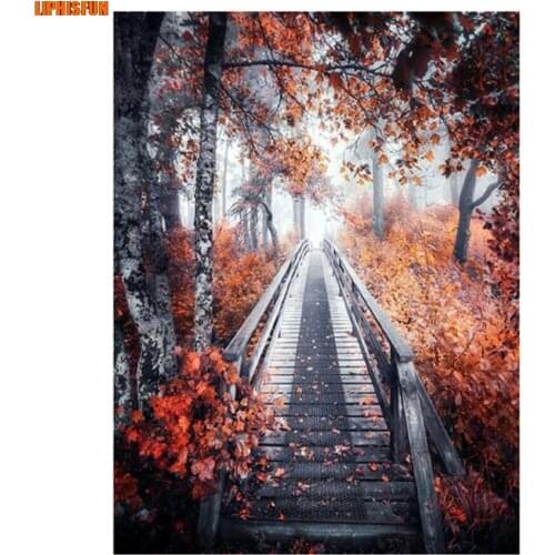 LIPHISFUN Handmade Cross Stitch Embroidery Diamond Painting Full Drill Home Decor Square/round Scenery Autumn Leaves