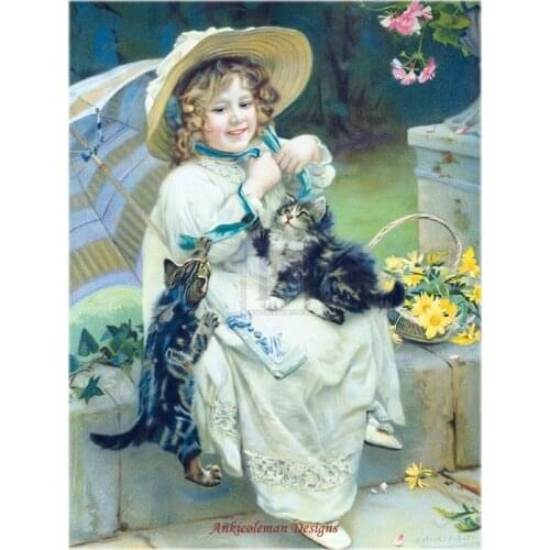 Embroidery Counted Cross Stitch Kits Needlework - Crafts 14 ct DMC Color DIY Arts Handmade Decor - Playful Kittens