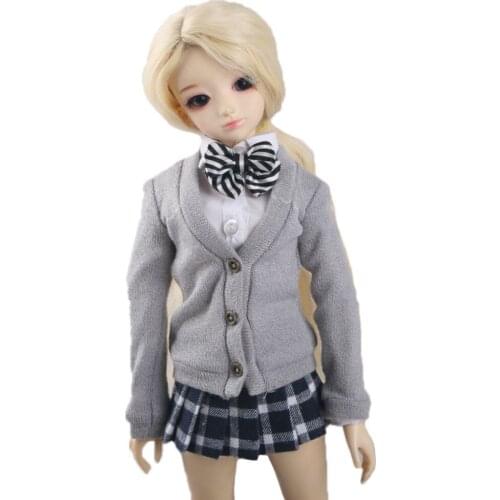[wamami] 4pcs Set Dark Blue Coat Skirt Blouse Bow 1/4 MSD AOD BJD Doll Dollfie