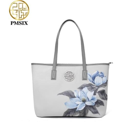 PMsix PU Leather Women Handbags Female printing Shoulder Bag Designer Luxury Lady Tote Large Capacity Zipper shoulder Bag