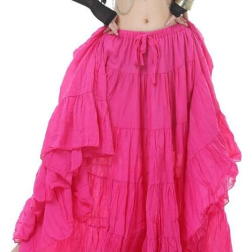 Tribal belly dance costumes dancewear red pink purple orange coffee black women skirt long gypsy dress