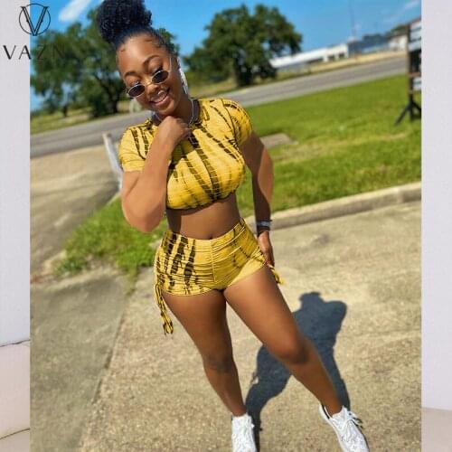 VAZN 2021 New Arrival Bandage Young Daily Soft Women 2 Piece Set Gym Clothing Fitness Tracksuits Suit Women Active Wear