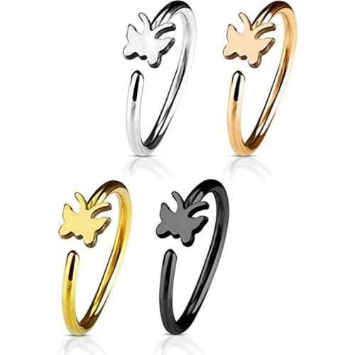 1pc Cartilage Star Heart Love Butterfly Nose Piercing Surgical Steel Bendable Hoop Nose Studs Ring Body Piercing Jewelry