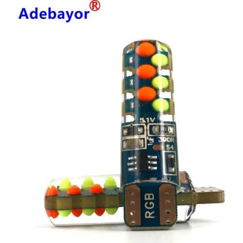 100X T10 W5W RGB LED Strobe Flash Bulbs 12Chips COB Silicone Shell Auto Reading Lamp Wedge Car Parking Light