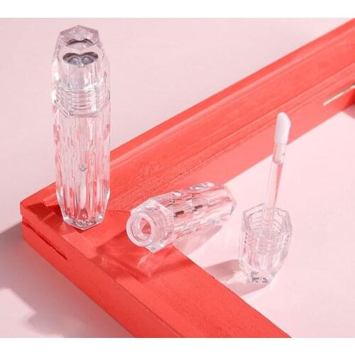 2ml 5pcs Diamond Shaped Clear Lip Gloss Tube Cosmetic Lipgloss Empty Packaging Container