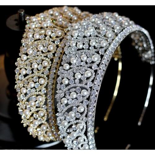 2019 luxury crystal new wedding hair accessories bride pearl crown / headdress wedding dress accessories