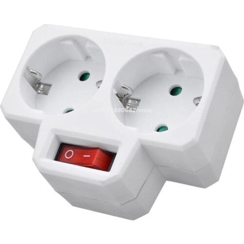 250V16A EU Standard Plug Double Socket Conversion Socket with Outlet Switch Plug Dropship