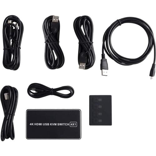 4 Port HDMI KVM Switch 4K USB HDMI KVM Switcher 4 in 1 Out Hot USB HDMI for Mouse Keyboard for Win10 for MAC