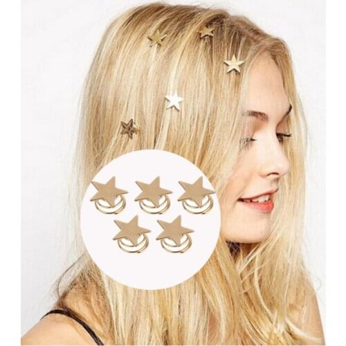 5pcs/set Girls Sweet Alloy Star Hair Claw Clips HairPins Ornaments Headwraps Hair Barrettes headdress Hair accessories for girls