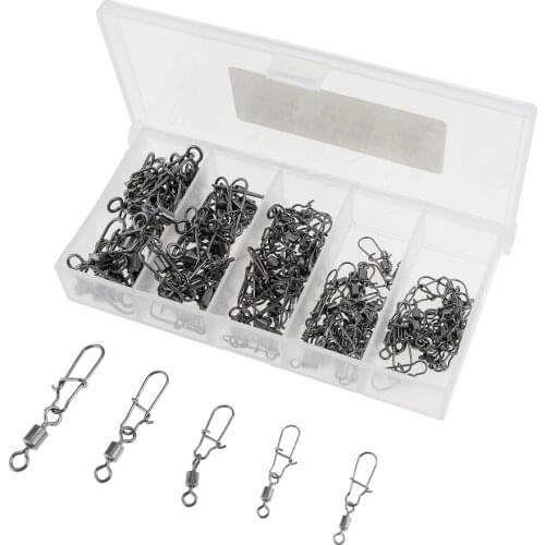 95pcs / 210pcs High Carbon Steel Durable Fishing Swivels Rolling Swivel Connector with Ball Bearing Solid Rings