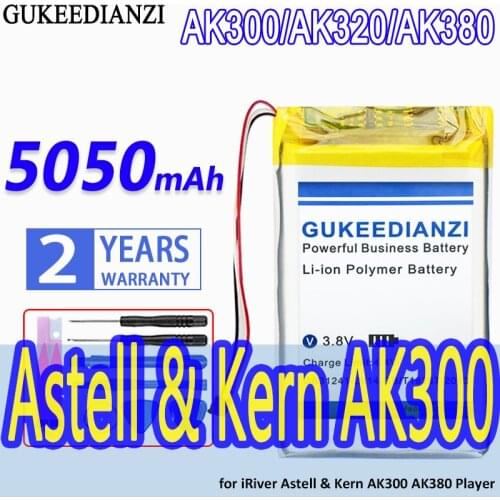 GUKEEDIANZI High Capacity Battery 5050mAh for iRiver Astell & Kern AK300 AK320 AK380 Player Bateria