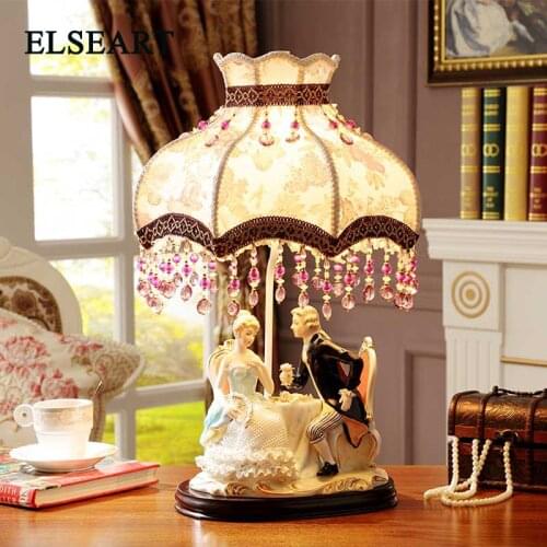 American style good quality ceramic lovers doll table light ornament for home decoration wedding gift