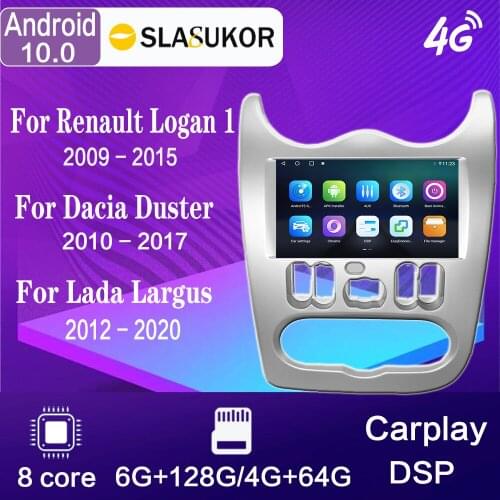 6G+128G Android 10 Car Radio For Renault Logan 1 Sandero 2009-2015 For Dacia Duster 2010-2017 For Lada Largus 2012-2020 no 2din