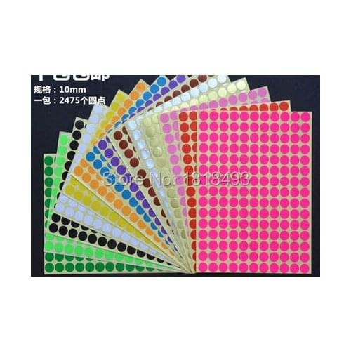 Free shipping dia.1cm colorful round blank paper stickers,2475pcs a lot/gift packing label/price tag/DIY pink sticker/logo/brand