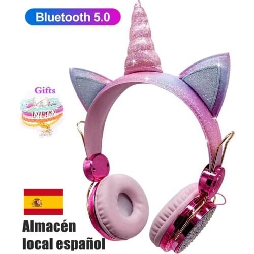Unicorn Wireless Bluetooth Headphone With bracelet Cute Girl Kid Earphone Music Helmet Phone Children Headset Christmas Gifts