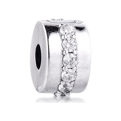 Fits Moments Bracelet Genuine 925 Sterling Silver Shining Path Clip Charm Beads for DIY Making Women Jewelry kralen perles